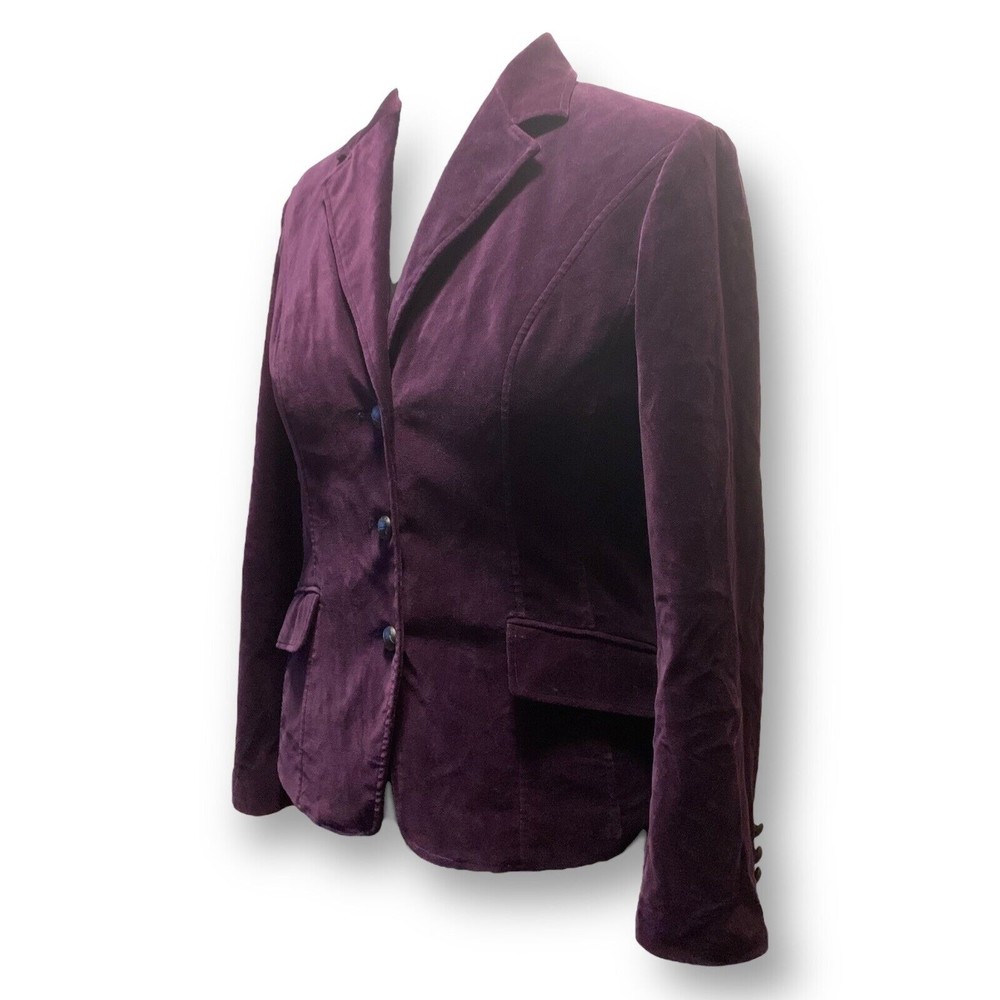 Purple Velvet Blazer Eggplant Sz 14 Jacket Layering Suit Peck & Peck Fairy Witch